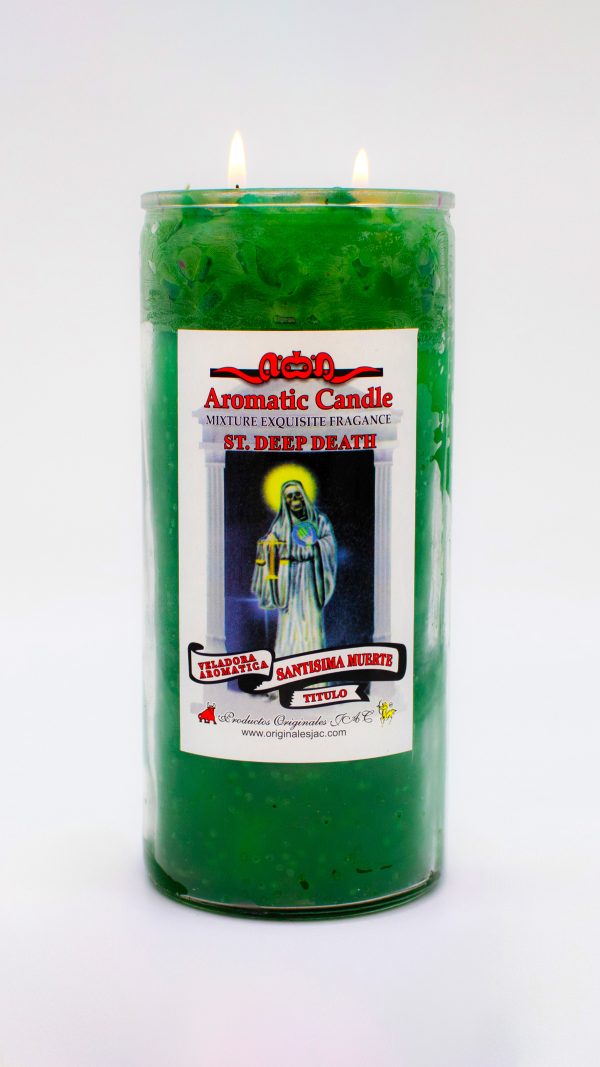 SANTISIMA MUERTE VERDE – Veladora Titulo – Jumbo
